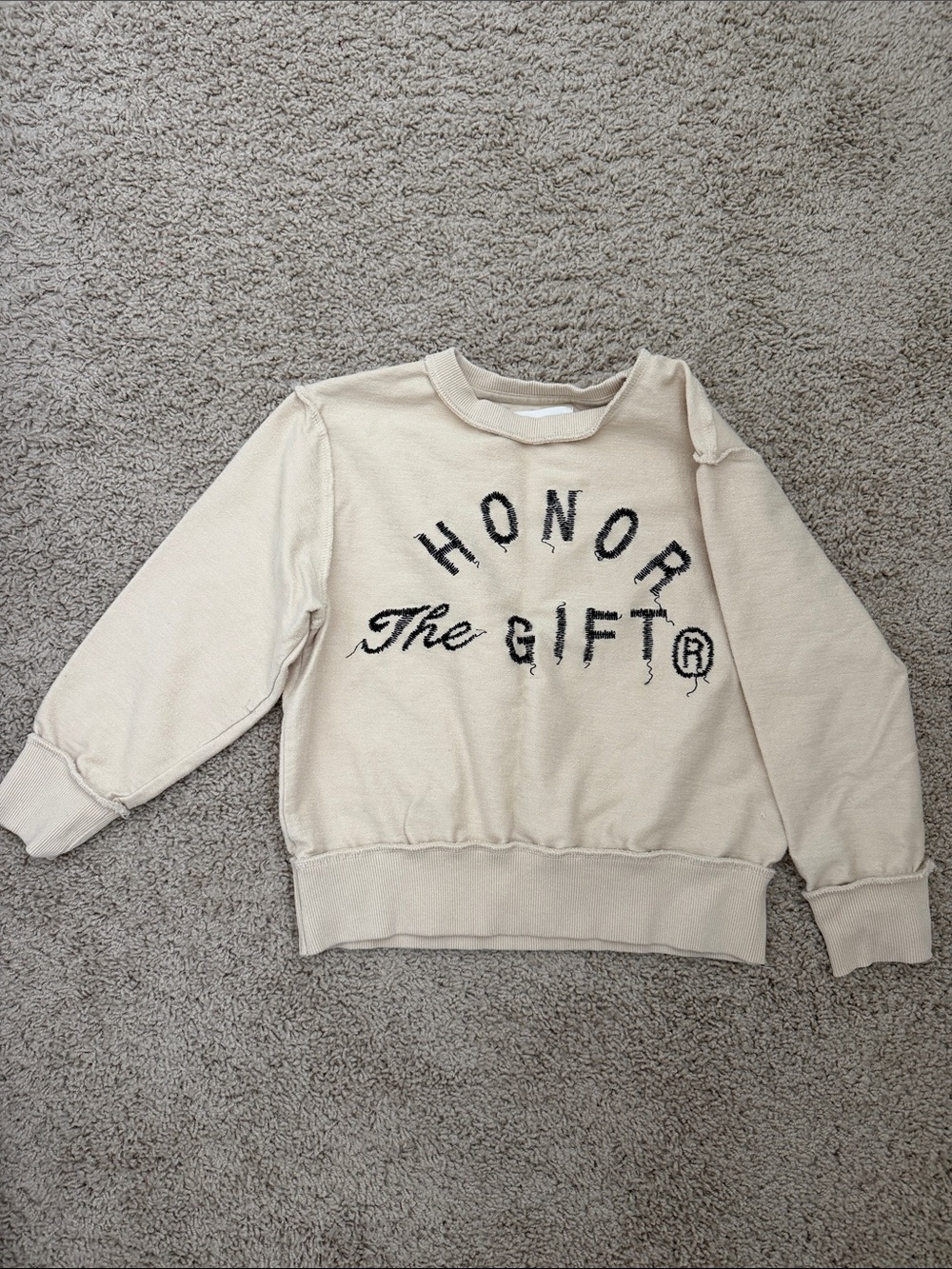 Honor The Gift Beige Embroidered Sweatshirt